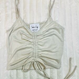 Sadie & Sage Beige Ruched Crop Top